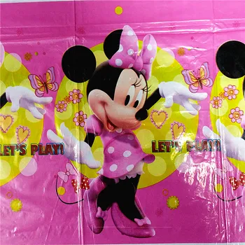 108*180cm Raudona Rožinė Minnie Mouse Staltiesė vaikų mergaičių gimtadienis vienkartiniai apdailos lentelės, audinio danga Kūdikių Showe šalies prekių
