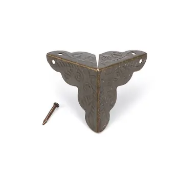 10pc Antikvariniai Baldai Papuošalų Dėžutė Kampe, Kojos Medinės Atveju Kampe Raštas Bronzos Tonas Gėlių Modelio Raižyti Amatų Reikmenys