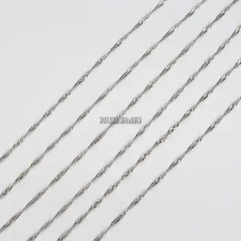 10pcs/lot 2mm White Gold Color Water Wave Chain Necklaces 16