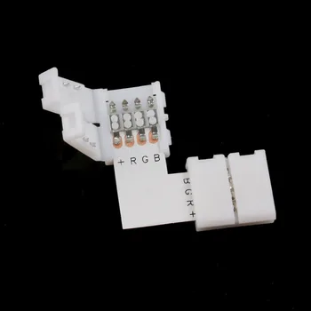 10set 4 pin LED Jungtis L Formos, jungiantis kampas stačiu kampu 10mm 5050 LED Juosta RGB Šviesos Spalva