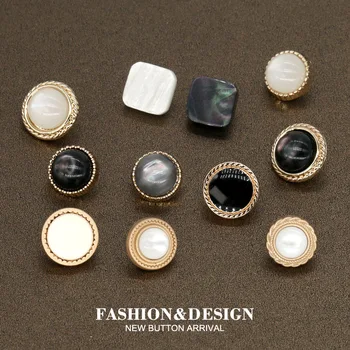 10vnt 10/11mm Lady Shirt s Black Pearl Aukso Metalo Mygtukai moteriški Drabužiai Suknelė mygtuką Siuvimo Palaidinė Megztinis rankdarbiams