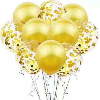 10vnt 12 colių rose gold balionų, konfeti nustatyti skaidrias aukso blizgučiai balionas lateksiniai balionai vaikų šalis vestuvių dekoravimas
