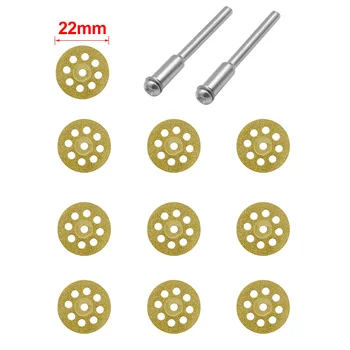 10vnt 22 mm 25 mm 30 mm Mini Diamond pjauti Aukso Pjovimo Peilis + 2vnt Lazdele, Šlifavimo, Gręžimo Adapteris Rotacija