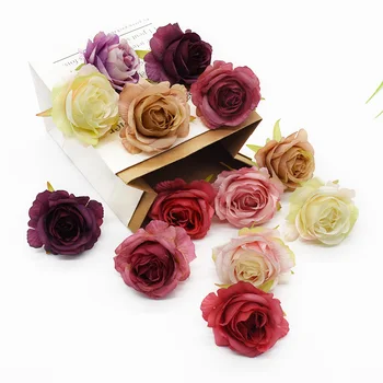 10vnt 6cm Šilko Gėlės Dirbtinės Rožės Dekoratyvinis Vainikas Namų Dekoro Priedai Vestuvių Nuotakos Riešo 