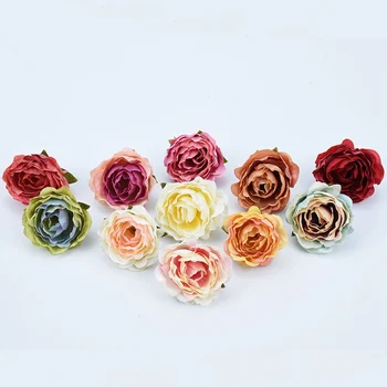 10vnt Aukštos kokybės Šilko Retro rožių galvos vazos, namų dekoro netikrą floristics dirbtinės gėlės vestuvių sienos 