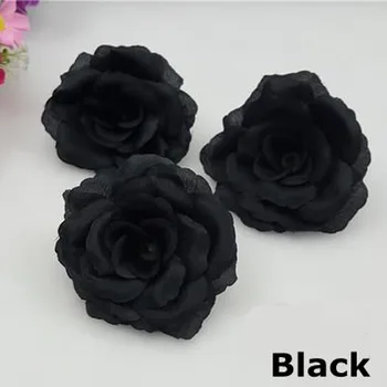 10VNT/Daug 8CM Dirbtinės Juodosios Rožės Šilko Gėlių Galvų 