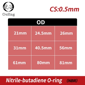 10VNT/daug Gumos Juoda NBR CS 0,5 mm storio OD21/24.5/26/31/40.5/56/61/80/81mm Tarpiklis žiūrėti vandeniui Nitrilo gumos, o žiedas