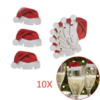 10vnt/daug Naujų Kalėdų Dekoracijas Skrybėlės Šampano Stiklo Namuose Šalis Dekoro Šalies Stalo Dekoravimui Namuose Šalis Ornamentu