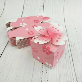 10vnt Japonijos Romantiška Sakura Saldainių Dėžutė Pink Gėlių, Vyšnių Žiedai, Vestuvių Dovana, Apdailos Cukraus, Šokolado Pakuotės, Dėžutės