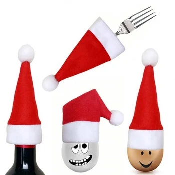 10vnt Kalėdų dekoracijas namams kalėdų stalo turėtojas maišelį mini Kalėdinės kepurės, Kalėdų 2020 dovanų stalo dekoro navidad natal