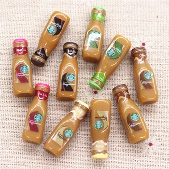 10vnt Mielas Dervos 3D Kavos Frappuccino Butelis Imitacija Maisto gėrimai Miniatiūriniai Meno Tiekimo PASIDARYK pats Apdailos Žavesio Amatų,9*27mm