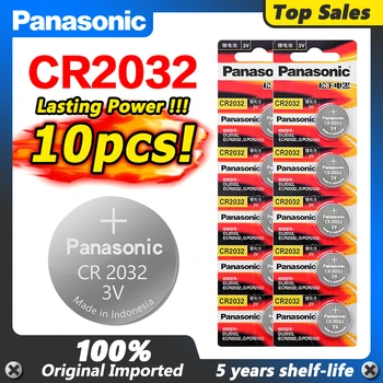 10vnt originalus, visiškai naujas akumuliatorius skirtas PANASONIC cr2032 3v mygtuką ląstelių monetos baterijas žiūrėti kompiuterį cr 2032