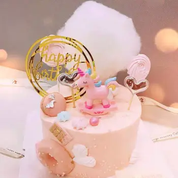 10vnt/pak Aukso Tortas Topper Akrilo Cupcake Topper Happy Birthday Cake Toppers Šalies Įdėkite Kortelę Apdailos Prekių Bakeware