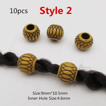 10vnt/Pak Medžio Imitacijos Plastikiniai Nėrimo plaukų pynimo dread dreadlock Karoliukai žiedai vamzdelio plaukų Aksesuarai