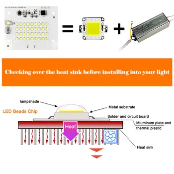 10W 20W 30W 50W 100W SMD LED Lustu 220V Smart IC šviesos diodu (LED) Lemputę Lauko Prožektorius Šalta/Šilta Balta