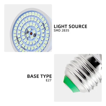 110 220V uv-C Sterilizuoti Lempos Lemputė E27 Ultravioletinių Baktericidiniu Šviesos diodų (LED) Lemputę 48 60 80 Led Lemputės, valymo virtuvė SMD2835 LED UV Lempa