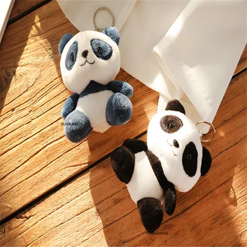 11CM Panda Pliušinis Žaislas , Įdaryti Gyvūnų Skaičius , Medvilnės Lėlės , Su Raktų Žiedas