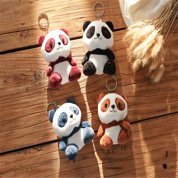 11CM Panda Pliušinis Žaislas , Įdaryti Gyvūnų Skaičius , Medvilnės Lėlės , Su Raktų Žiedas