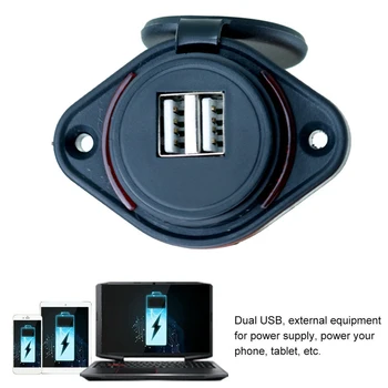 12-24V 3.1 Dual USB Įkroviklis kištukinis Lizdas su įžeminimo Adapteris Įkrovimo Panel Mount už Motociklas Automobilis Valtis ATV UTV Kemperis Namelius