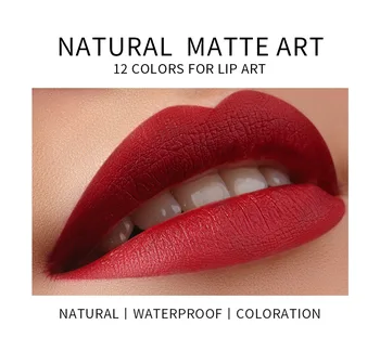 12 spalvų Natūralių Matinių Lūpų Pen Matinis Lūpų Glazūra Vandeniui Seksualus Lūpų Ilgalaikis Makiažas Non-Stick Taurės Lip Tint TSLM2