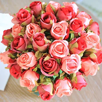 12 vadovai (bundle Dirbtinių Rožių Gėlių nuotakos Puokštė Nuotaka Vestuvių dekoratyvinės gėlės, Namų Apdailos Šalies Prekių Flores