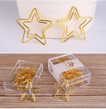 12 Vnt./dėžė: Kawaii Penkių Smailių Star sąvaržėlės Aukso Metalo Žymą Memo Popieriaus Kanceliarinių prekių Biuro Įrašą