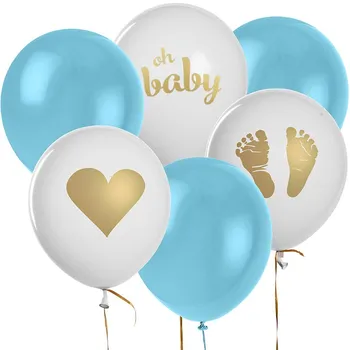 12pcs Baby Shower Dekoro Lyčių Atskleisti Šalies Nėštumo Gimtadienio Aukso Koja Širdies oh baby Spausdinti Šviesiai Rausvos, Mėlynos Balionų