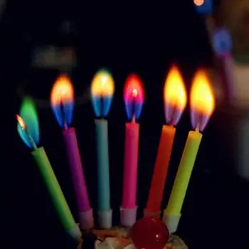 12pcs/box Įvairiaspalviais Liepsnos Žvakės Spalvinga Vestuves Gimtadienio Tortas, Žvakės, Apdailos Šalies Prekių FES7072 c