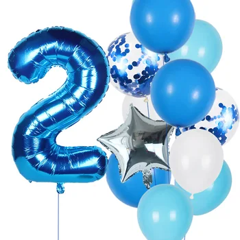 12pcs/daug berniuko gimtadienio balionai rinkinys, Mėlynas 0 1 2 3 4 5 6 7 8 9 40INCH Skaičius Folija Balioną už 1-asis 2-asis 3-iasis Gimtadienis Kamuolius Žaislas