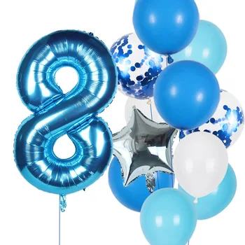 12pcs/daug berniuko gimtadienio balionai rinkinys, Mėlynas 0 1 2 3 4 5 6 7 8 9 40INCH Skaičius Folija Balioną už 1-asis 2-asis 3-iasis Gimtadienis Kamuolius Žaislas