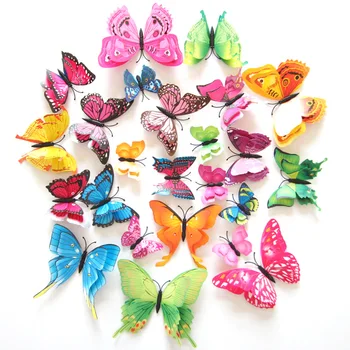 12Pcs Dvigubo Sluoksnio Butterfly Art Wall Šaldytuvas Lipdukas Namų Dekoro 