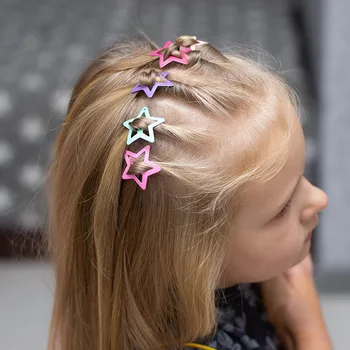 12PCS Merginos Star Plaukų Spaustukai Plaukams Įrašą Smeigtukai BB plaukų segtukai Spalvos Metalo Barrettes Kūdikių, Vaikų Mergaičių Optikos Reikmenys
