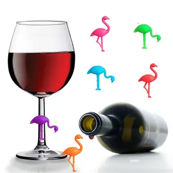 12PCS Silikono Vyno taurė Žymeklis Kūrybos Flamingo Dizaino Gerti Pakabukai Etiketės Ženklą Stiklo Identifikavimo Puikus Šalys