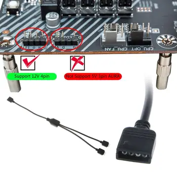 12V 4Pin AURA RGB Pratęsimo Adapterio Kabelį Plokštė su RGB Jungtis Skirstytuvo įvorės PC LED Šviesos Juostelės
