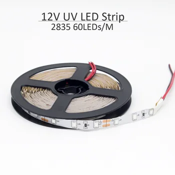 12V UV Led Šviesos Juostelės 5050 2835 SMD 395-405nm Ultravioletinių Spindulių LED Diodų Juostelė Raudonos Lanksti Juosta Lempa DJ Fluorescencijos