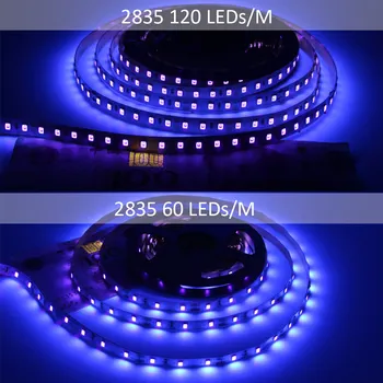 12V UV Led Šviesos Juostelės 5050 2835 SMD 395-405nm Ultravioletinių Spindulių LED Diodų Juostelė Raudonos Lanksti Juosta Lempa DJ Fluorescencijos