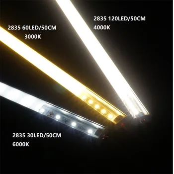 12VDC 50cm 20inch LED kabineto baras žibintas,2835 60 120/240 led metrui butas, U profilis led sunku juostelės,2W/6W/9W diodų nematomas