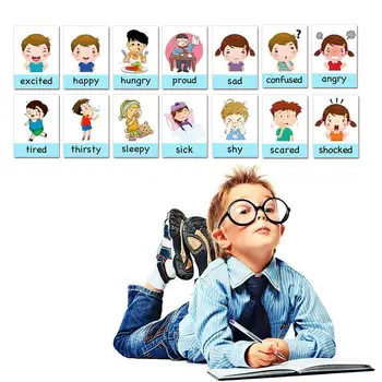 14pcs Montessori Vaikai anglų kalbos Mokymosi Korteles Animacinių filmų Emocijų Flash Kortelės Vaikams, Kūdikių Ankstyvojo Švietimo Atminties Žaidimas Žaislai