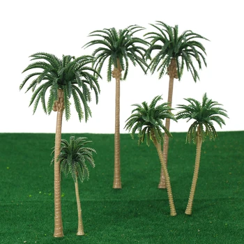 15vnt Išdėstymas Rainforest Plastiko Palmių Mini Dekoracijos Išdėstymo Modelis Traukinio Kokoso Atogrąžų Sode Apdaila