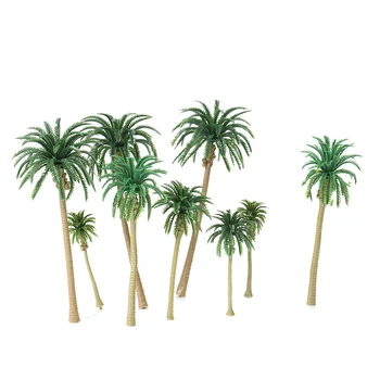 15vnt Išdėstymas Rainforest Plastiko Palmių Mini Dekoracijos Išdėstymo Modelis Traukinio Kokoso Atogrąžų Sode Apdaila