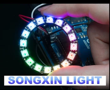 16 Bitų (16 X WS2812 5050 RGB LED Žiedo Lempos Lemputė su Integruotu Vairuotojai