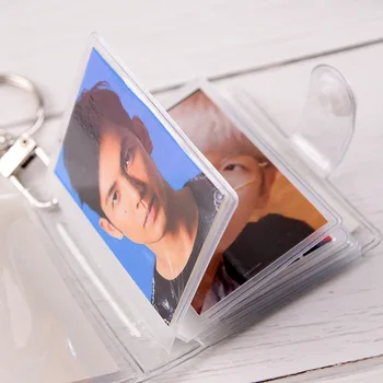 16 Kišenės Želė spalvotų Nuotraukų Albumą, Mini Foto Lipdukas & Vardą Kortelę 2 Colių Nuotraukų su Key Chain