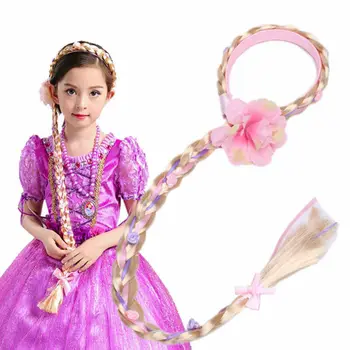 16 Stilius, Vaikų Mergaičių Šviesūs Cosplay Audimo Nerijos Tangled Rapunzel Princesė Lankelis Plaukams Accesorries Mergina Perukas Galvos Apdangalai