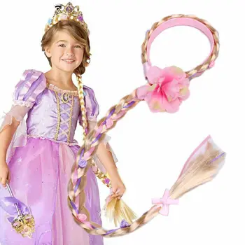 16 Stilius, Vaikų Mergaičių Šviesūs Cosplay Audimo Nerijos Tangled Rapunzel Princesė Lankelis Plaukams Accesorries Mergina Perukas Galvos Apdangalai