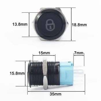 16mm Aliuminio metalo Led logo šviesos latching fiksuotojo mygtuką perjungti pritaikoma automobilio garsiakalbį ragų buttonswitch Momenary/Latching