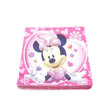 16pcs Disney Minnie Mouse 16*16 cm Servetėlės Merginos Gimtadienio Dekoracijas Minnie Mouse Vienkartinių Popierinių Rankšluosčių, Stalo reikmenų Tiekimas