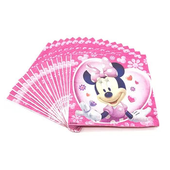 16pcs Disney Minnie Mouse 16*16 cm Servetėlės Merginos Gimtadienio Dekoracijas Minnie Mouse Vienkartinių Popierinių Rankšluosčių, Stalo reikmenų Tiekimas