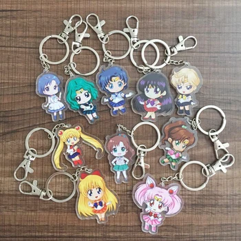 17 Stilius Anime Sailor Moon Cosplay Rekvizitai Keychain Akrilo Automobilių Paketų Prižiūrėtojų Raktinę Merginos Aksesuaras Chibiusa