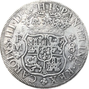 1765-1771 5 monetas Meksika MF 8 REALES MONETOS KOPIJA