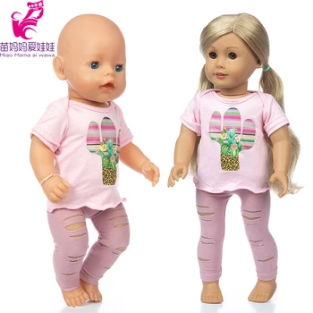 18 Colių Amerikos Og Mergina Lėlės Drabužių Rinkinys T-shirt Kankina Džinsai, Kelnės 43cm Baby Doll Outwear Džinsinio audinio Kelnės